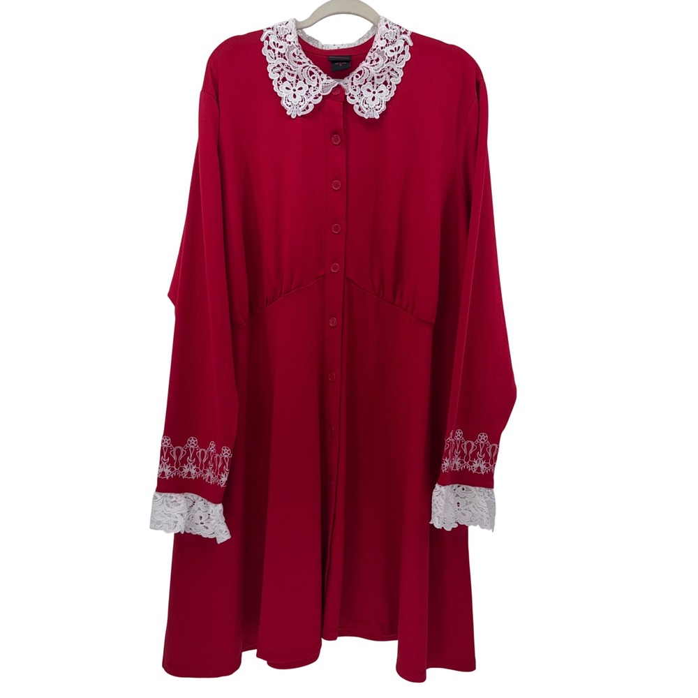 Chilling Adventures of Sabrina Red Dress Lace Collar Pentagram Embroidery Size 5